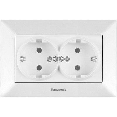 Розетка двойная с заземлением белая WKTC02052WH-BY Panasonic