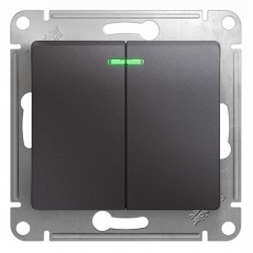 Выключатель двухклавишный Schneider Electric Glossa GSL001353 (с подсветкой, графит)