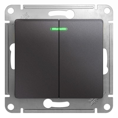 Выключатель двухклавишный Schneider Electric Glossa GSL001353 (с подсветкой, графит)