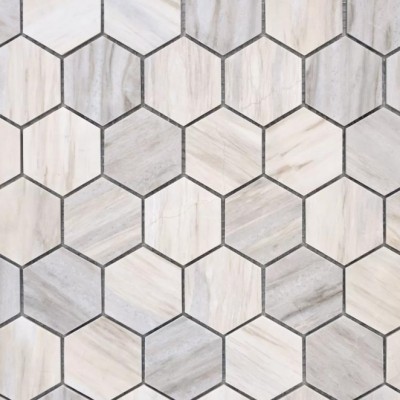 Мозаика из стекла и натурального камня Nuvola rosato POL hex 23*40*8 (292*298*8)