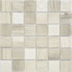 Мозаика из натурального камня Art Travertino silver MAT 48*48*8 (300*300) мм