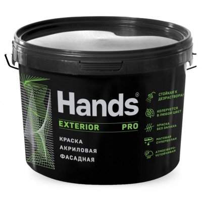 Краска "Hands Exterior PRO" фасадная акриловая супербелая 6кг 