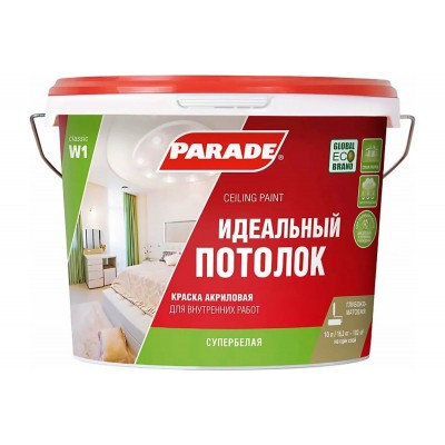 Краска акриловая "PARADE" W1 белая матовая 10 л