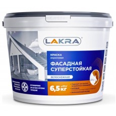 Краска акриловая фасадная суперстойкая белоснежная Лакра 6,5кг Л-С