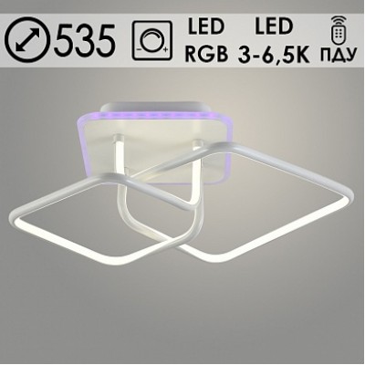 Люстра DK6008/2 WH белый 80W+8W LED RGB 3000-6500K d535 ПДУ диммер