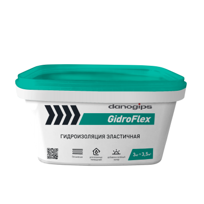 Гидроизоляция готовая эластичная Danogips GidroFlex (ведро 3кг) 