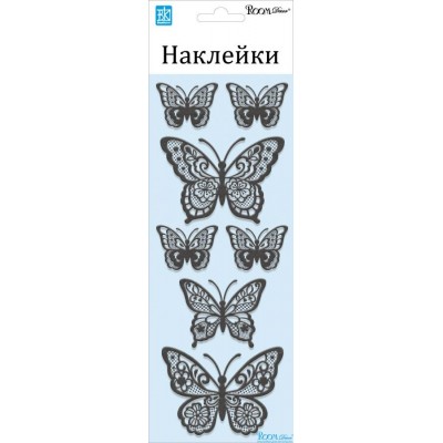 Стикер 7403 Мерцающие бабочки черные мини RKA
